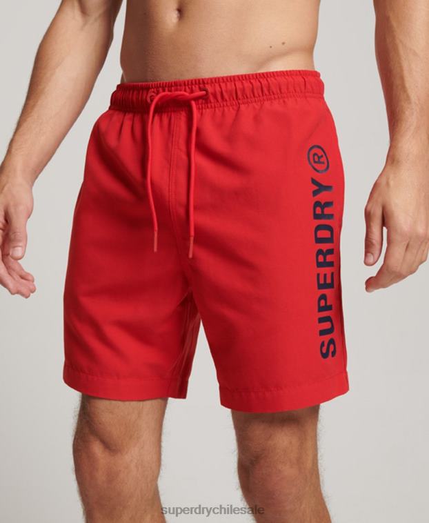 hombres Superdry rojo shorts de baño reciclados core sport de 17 pulgadas 2R68Z396