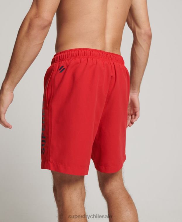 hombres Superdry rojo shorts de baño reciclados core sport de 17 pulgadas 2R68Z396