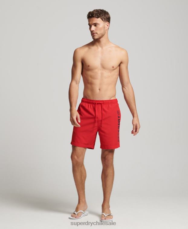 hombres Superdry rojo shorts de baño reciclados core sport de 17 pulgadas 2R68Z396
