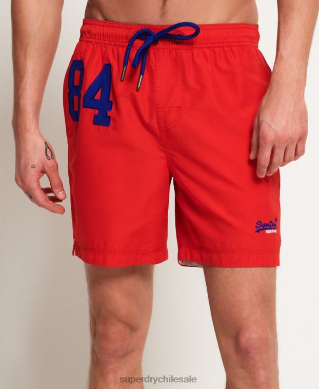 hombres Superdry rojo shorts de playa de polo acuático 2R68Z6499