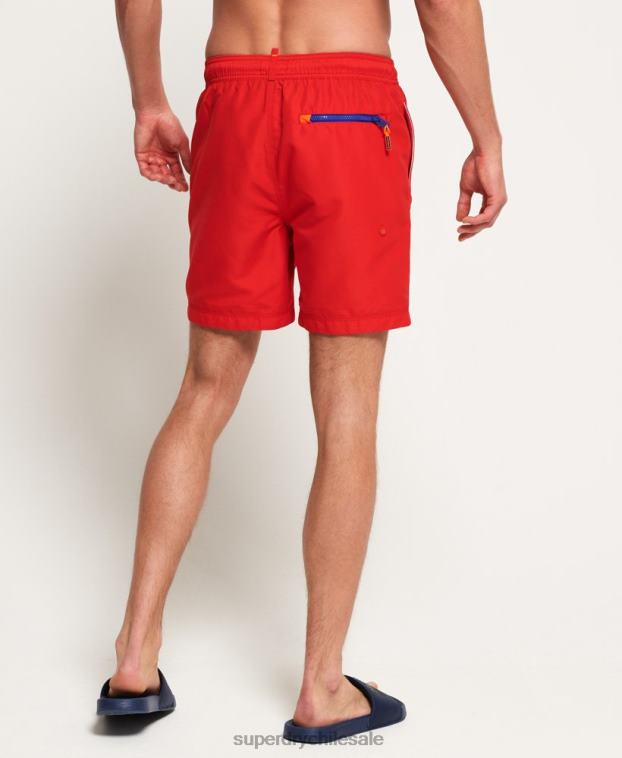 hombres Superdry rojo shorts de playa de polo acuático 2R68Z6499