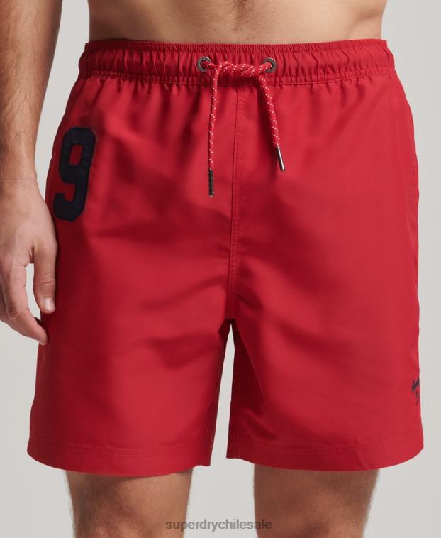 hombres Superdry rojo shorts de playa de polo reciclado 2R68Z402