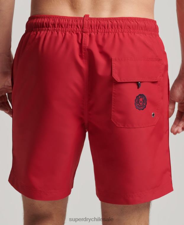hombres Superdry rojo shorts de playa de polo reciclado 2R68Z402