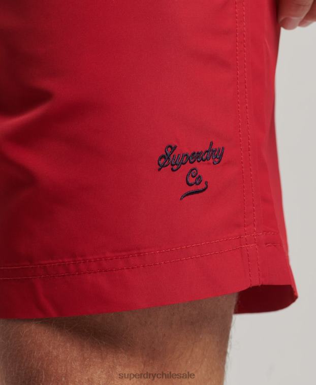 hombres Superdry rojo shorts de playa de polo reciclado 2R68Z402