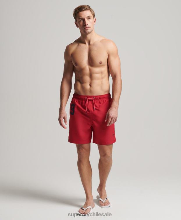 hombres Superdry rojo shorts de playa de polo reciclado 2R68Z402