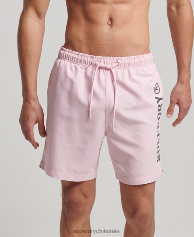 hombres Superdry rosa shorts de baño reciclados core sport de 17 pulgadas 2R68Z405