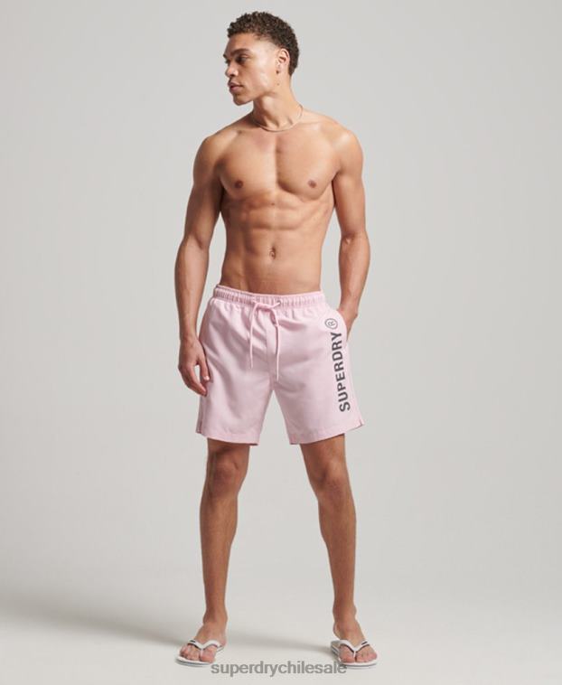 hombres Superdry rosa shorts de baño reciclados core sport de 17 pulgadas 2R68Z405