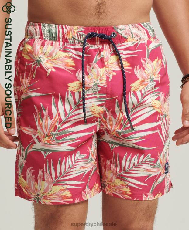 hombres Superdry rosa shorts de baño reciclados hawaianos vintage 2R68Z421