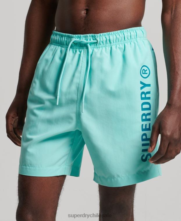 hombres Superdry turquesa shorts de baño reciclados core sport de 17 pulgadas 2R68Z401
