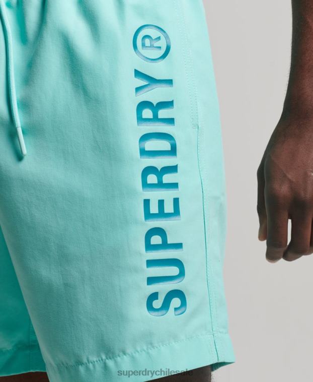 hombres Superdry turquesa shorts de baño reciclados core sport de 17 pulgadas 2R68Z401