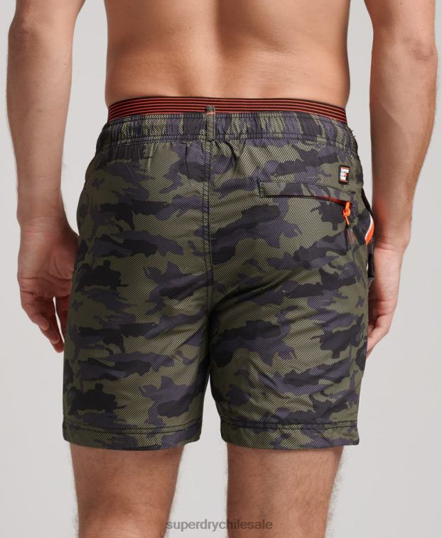 hombres Superdry verde shorts de playa de volley estatal 2R68Z447