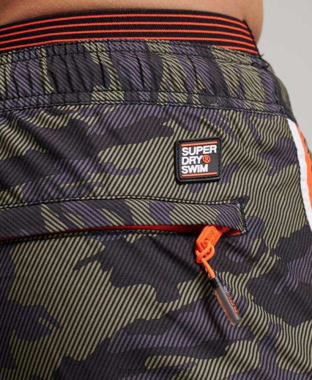 hombres Superdry verde shorts de playa de volley estatal 2R68Z447