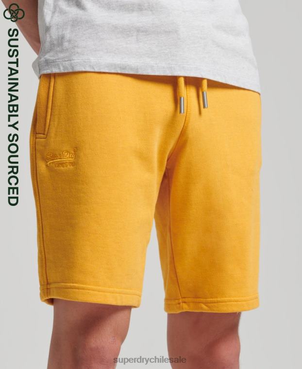 hombres Superdry amarillo shorts de algodón orgánico con logo vintage 2R68Z363