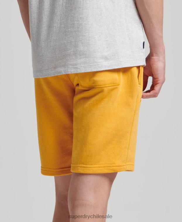 hombres Superdry amarillo shorts de algodón orgánico con logo vintage 2R68Z363
