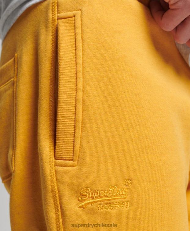 hombres Superdry amarillo shorts de algodón orgánico con logo vintage 2R68Z363