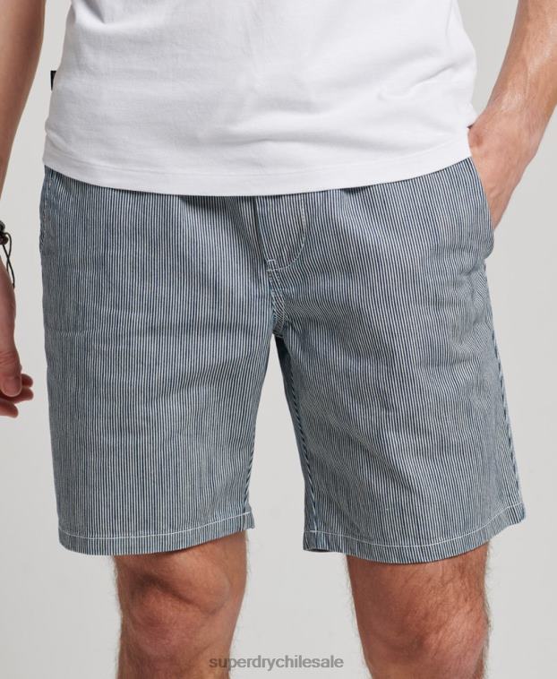 hombres Superdry azul claro pantalones cortos sobreteñidos 2R68Z259