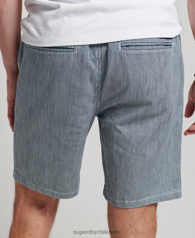 hombres Superdry azul claro pantalones cortos sobreteñidos 2R68Z259