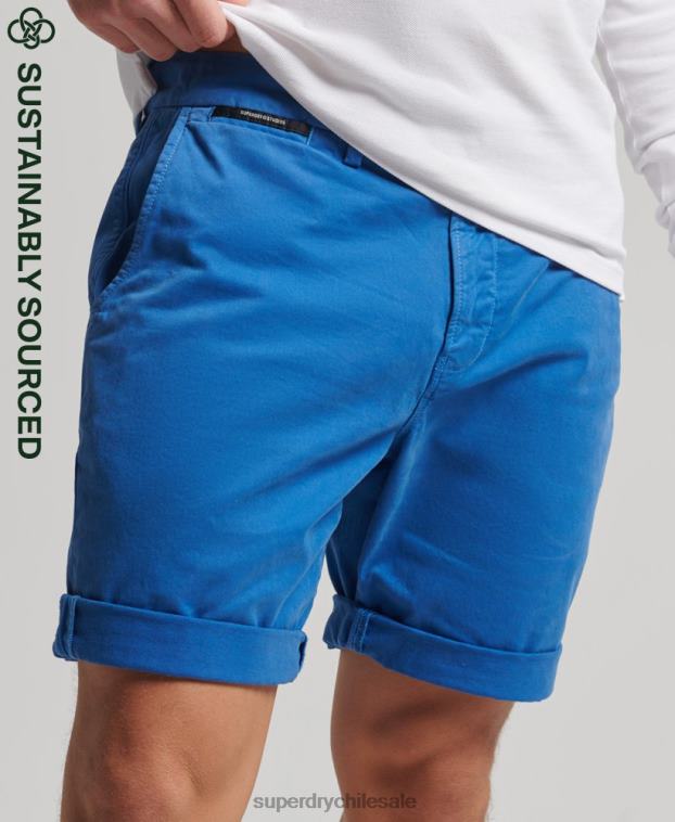 hombres Superdry azul claro shorts chinos de algodón orgánico 2R68Z336