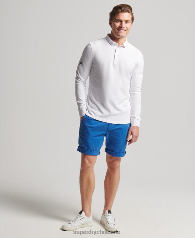 hombres Superdry azul claro shorts chinos de algodón orgánico 2R68Z336