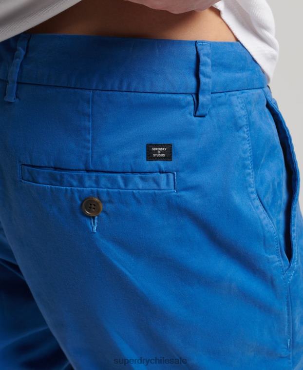 hombres Superdry azul claro shorts chinos de algodón orgánico 2R68Z336
