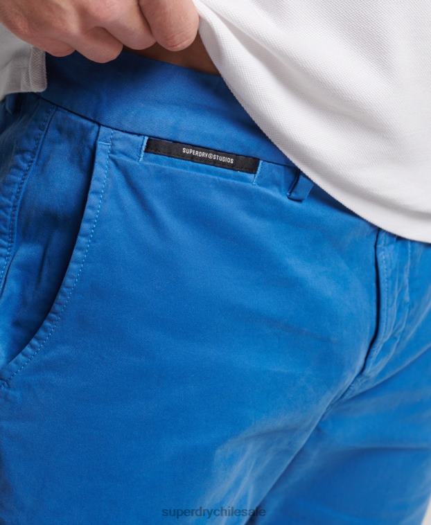 hombres Superdry azul claro shorts chinos de algodón orgánico 2R68Z336