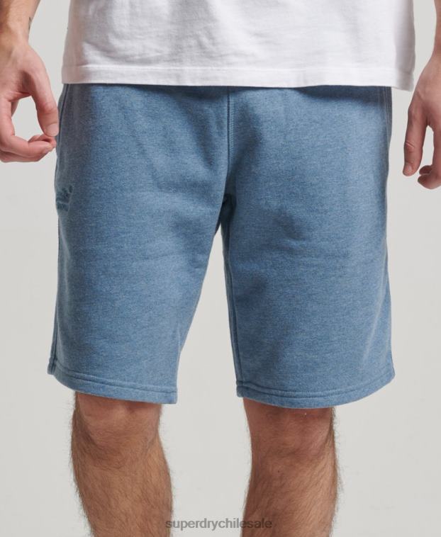 hombres Superdry azul claro shorts de punto con logo vintage bordado 2R68Z320
