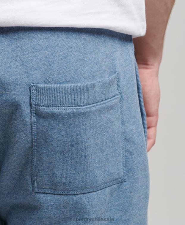 hombres Superdry azul claro shorts de punto con logo vintage bordado 2R68Z320