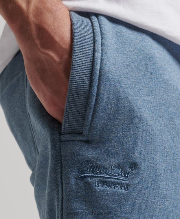 hombres Superdry azul claro shorts de punto con logo vintage bordado 2R68Z320