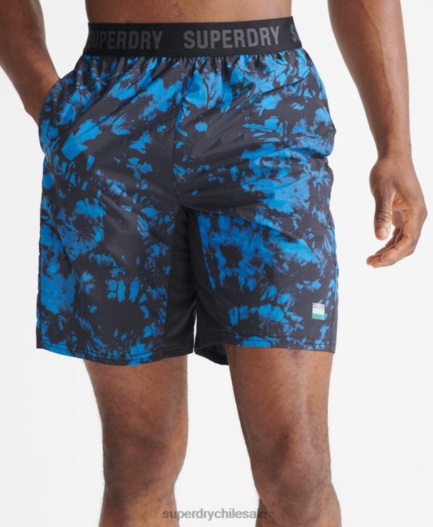 hombres Superdry azul correr pantalones cortos de chándal 2R68Z5379