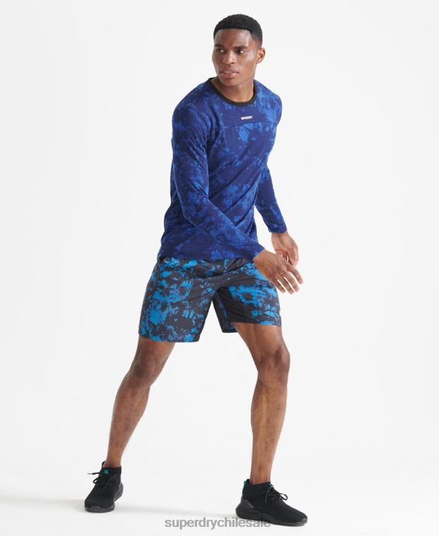 hombres Superdry azul correr pantalones cortos de chándal 2R68Z5379