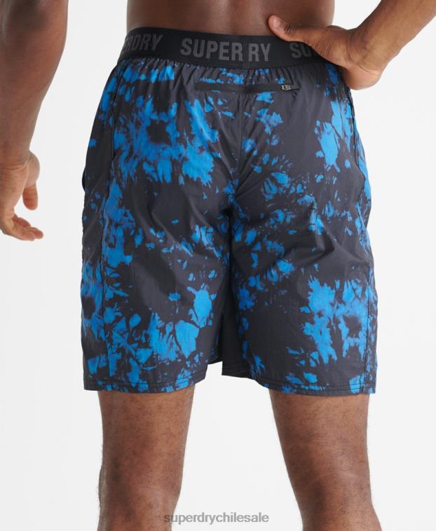 hombres Superdry azul correr pantalones cortos de chándal 2R68Z5379