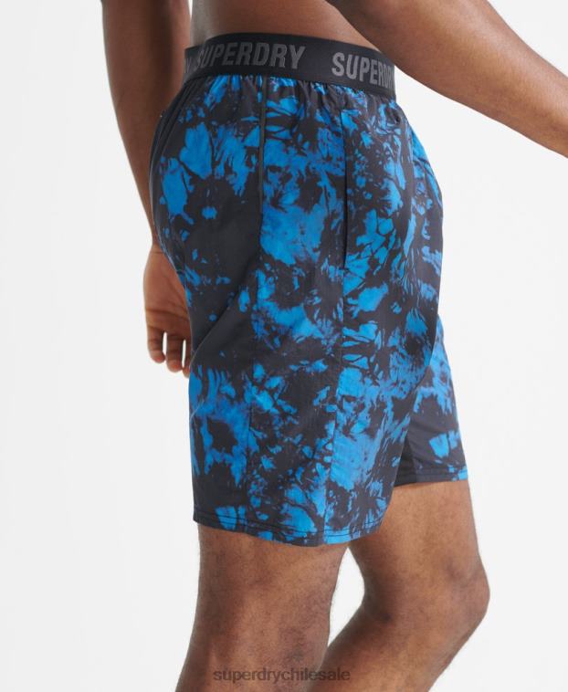 hombres Superdry azul correr pantalones cortos de chándal 2R68Z5379