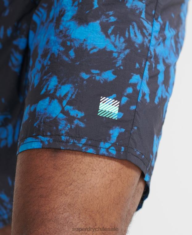 hombres Superdry azul correr pantalones cortos de chándal 2R68Z5379