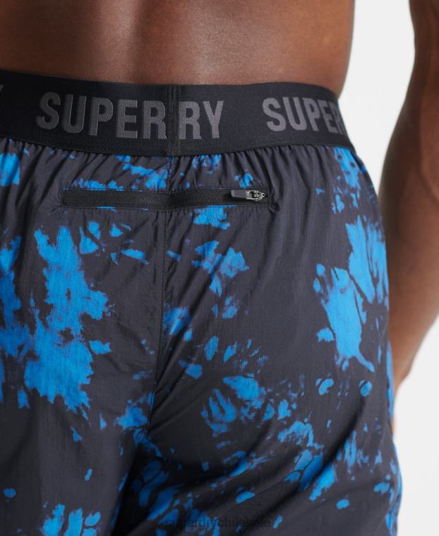 hombres Superdry azul correr pantalones cortos de chándal 2R68Z5379