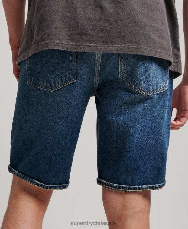hombres Superdry azul oscuro pantalones cortos rectos 2R68Z110