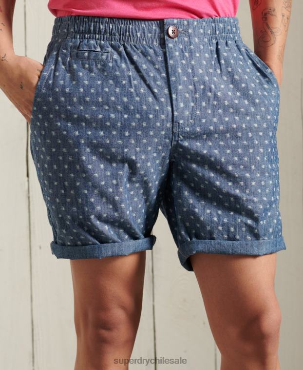 hombres Superdry azul oscuro shorts chinos desgastados por el sol 2R68Z375