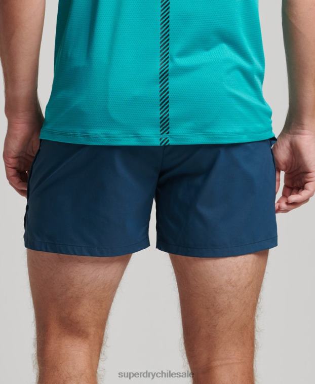 hombres Superdry azul pantalones cortos de carreras 2R68Z5391