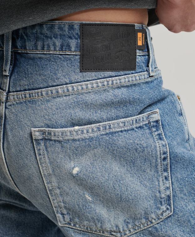 hombres Superdry azul pantalones cortos rectos de la vendimia 2R68Z277