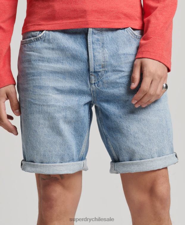hombres Superdry azul short recto vintage de algodón orgánico 2R68Z266
