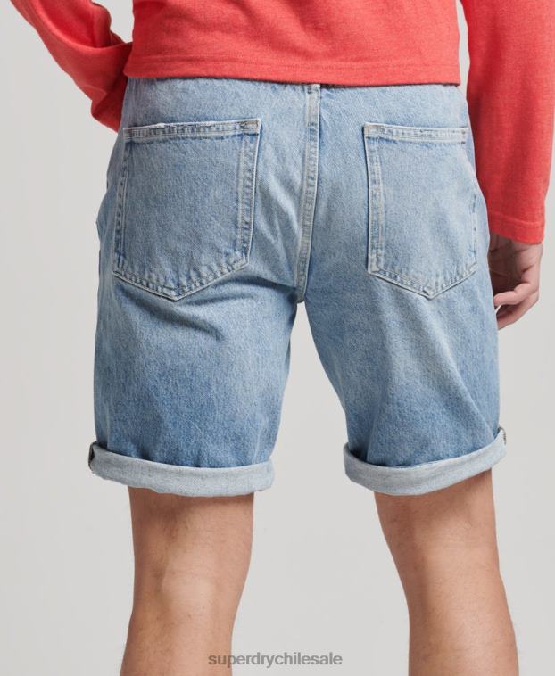 hombres Superdry azul short recto vintage de algodón orgánico 2R68Z266