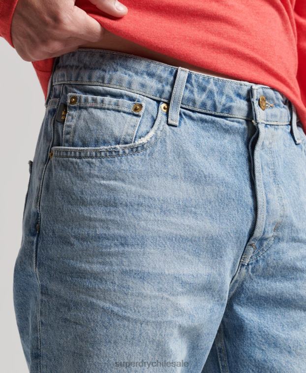 hombres Superdry azul short recto vintage de algodón orgánico 2R68Z266