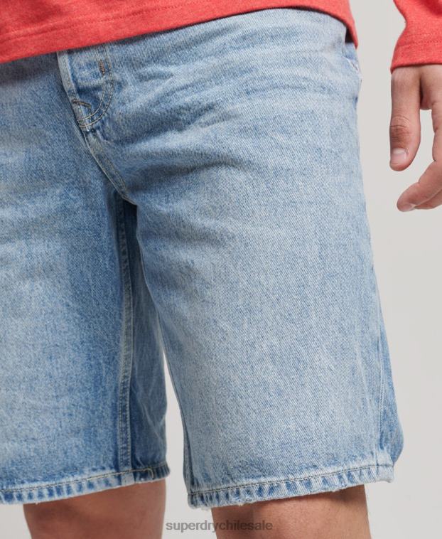 hombres Superdry azul short recto vintage de algodón orgánico 2R68Z266