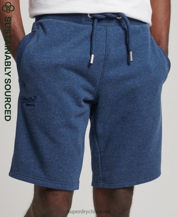 hombres Superdry azul shorts de algodón orgánico con logo vintage 2R68Z352