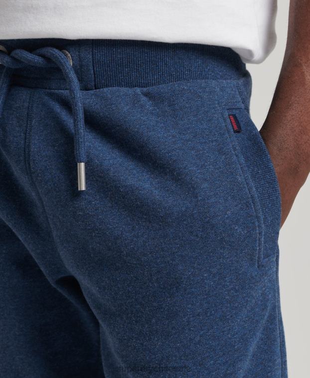 hombres Superdry azul shorts de algodón orgánico con logo vintage 2R68Z352