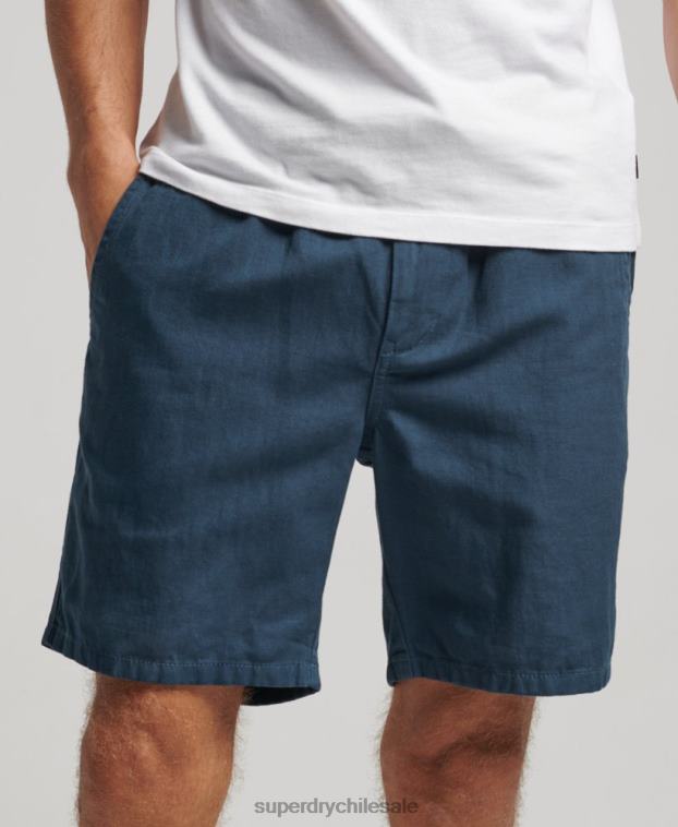 hombres Superdry azul shorts vintage sobreteñidos 2R68Z33