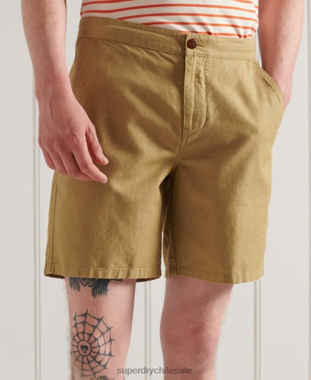 hombres Superdry beige shorts de playa de lino cali 2R68Z355