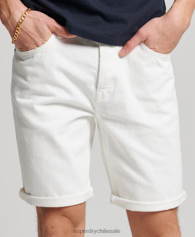 hombres Superdry blanco pantalones cortos rectos 2R68Z52