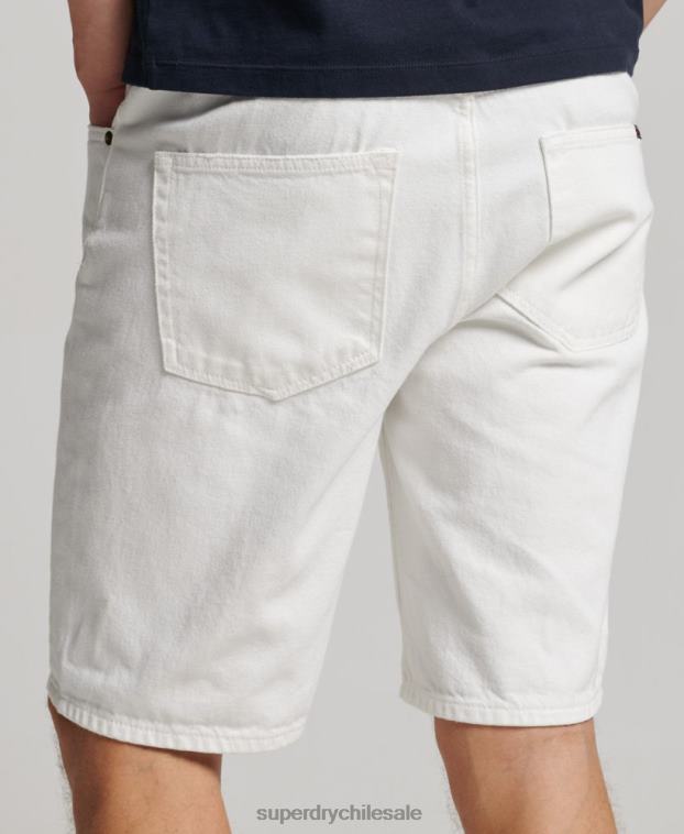 hombres Superdry blanco pantalones cortos rectos 2R68Z52