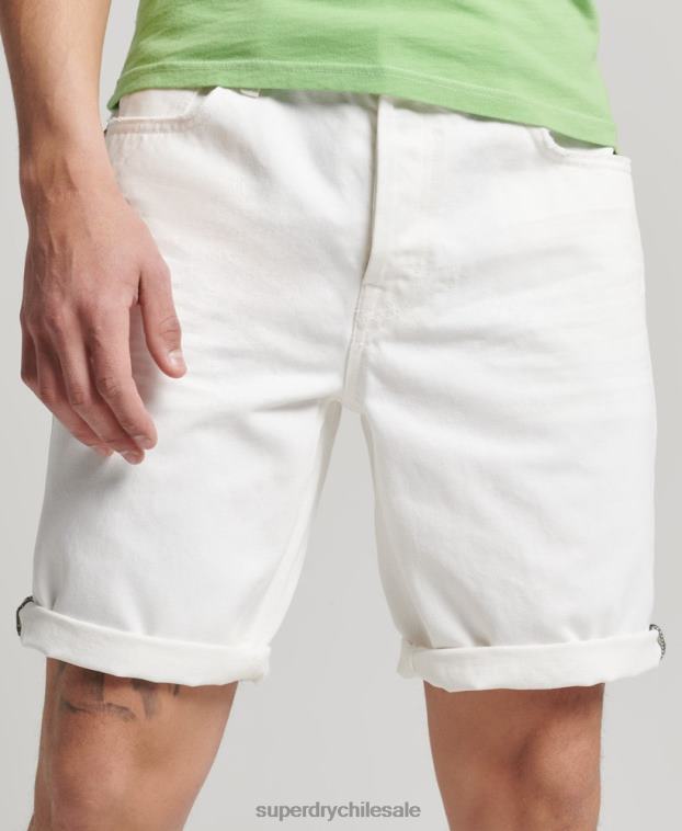 hombres Superdry blanco short recto vintage de algodón orgánico 2R68Z300