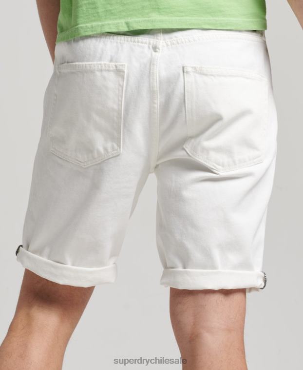 hombres Superdry blanco short recto vintage de algodón orgánico 2R68Z300